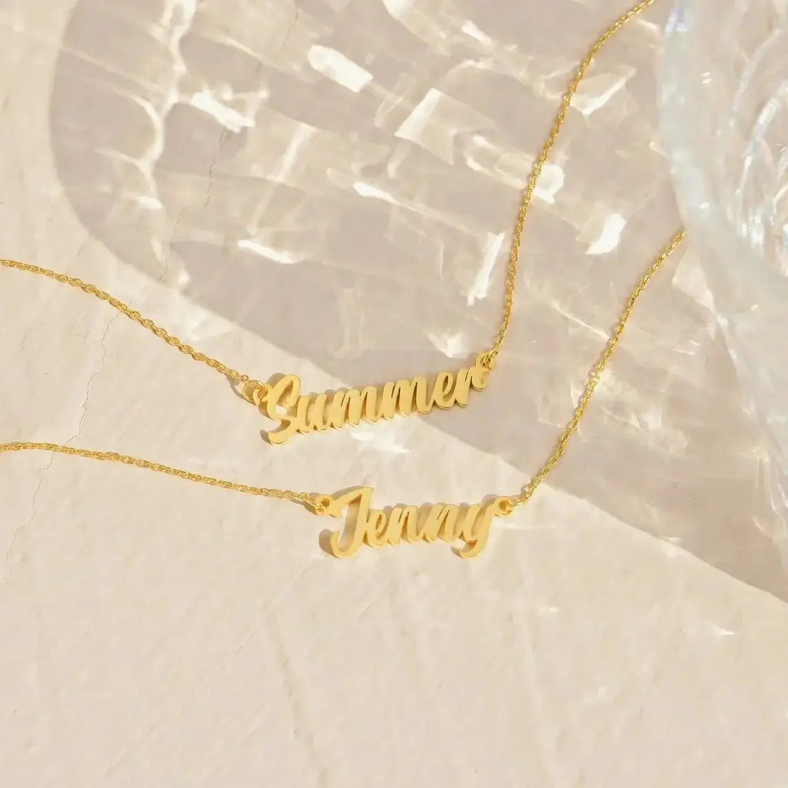 LUXEHAEVEN Custom Name Necklace for Women Personalised Cursive Letter Pendant Stainless Steel Jewelry
