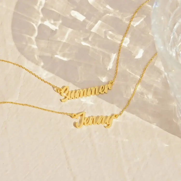 LUXEHAEVEN Custom Name Necklace for Women Personalised Cursive Letter Pendant Stainless Steel Jewelry