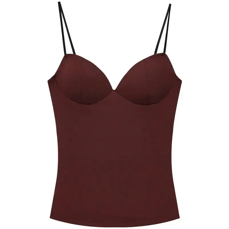 LUXEHAEVEN Burgundy Bustier Slip Top