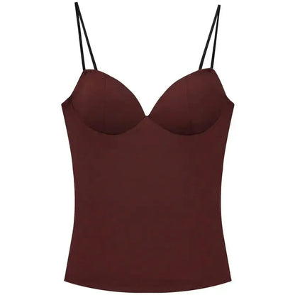 LUXEHAEVEN Burgundy Bustier Slip Top