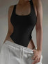 LUXEHAEVEN Sleeveless Knit Bodysuit Hot Summer Sexy Bodycon Off Shoulder Halter Tops