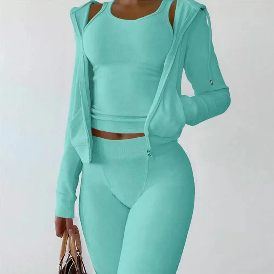 LUXEHAEVEN Elegant Velvet 3 Piece Set for Women