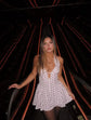 LUXEHAEVEN French Retro Polka Dot Deep V Halter Dress