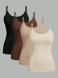 LUXEHAEVEN Solid Strap Camisole Set