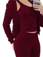 LUXEHAEVEN Elegant Velvet 3 Piece Set for Women