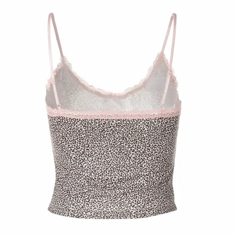 LUXEHAEVEN Leopard Lace Crop Camis