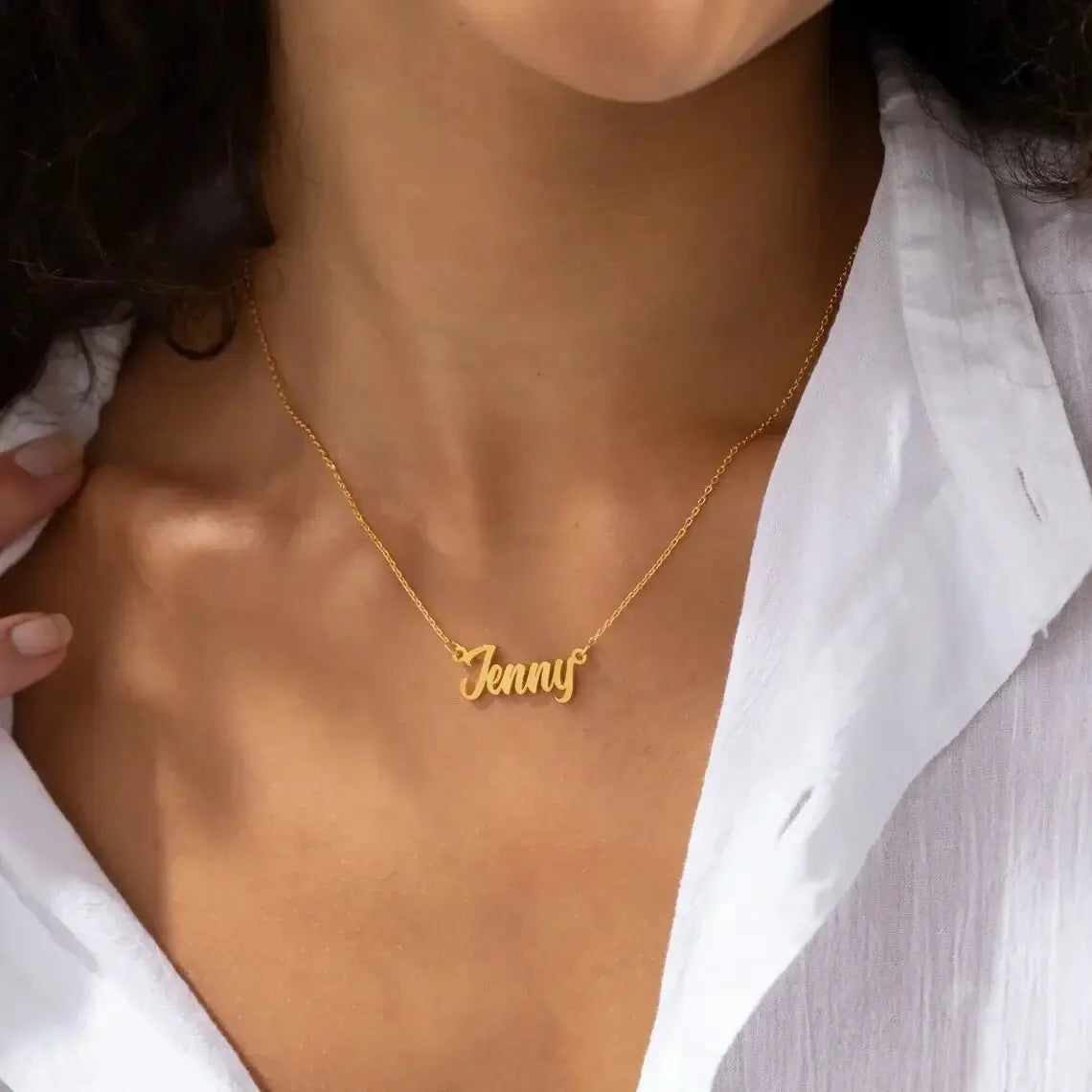 LUXEHAEVEN Custom Name Necklace for Women Personalised Cursive Letter Pendant Stainless Steel Jewelry