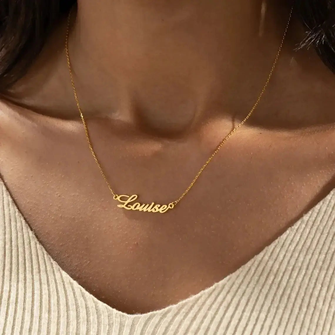 LUXEHAEVEN Custom Name Necklace for Women Personalised Cursive Letter Pendant Stainless Steel Jewelry
