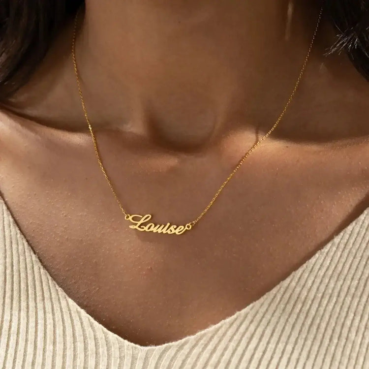 LUXEHAEVEN Custom Name Necklace for Women Personalised Cursive Letter Pendant Stainless Steel Jewelry