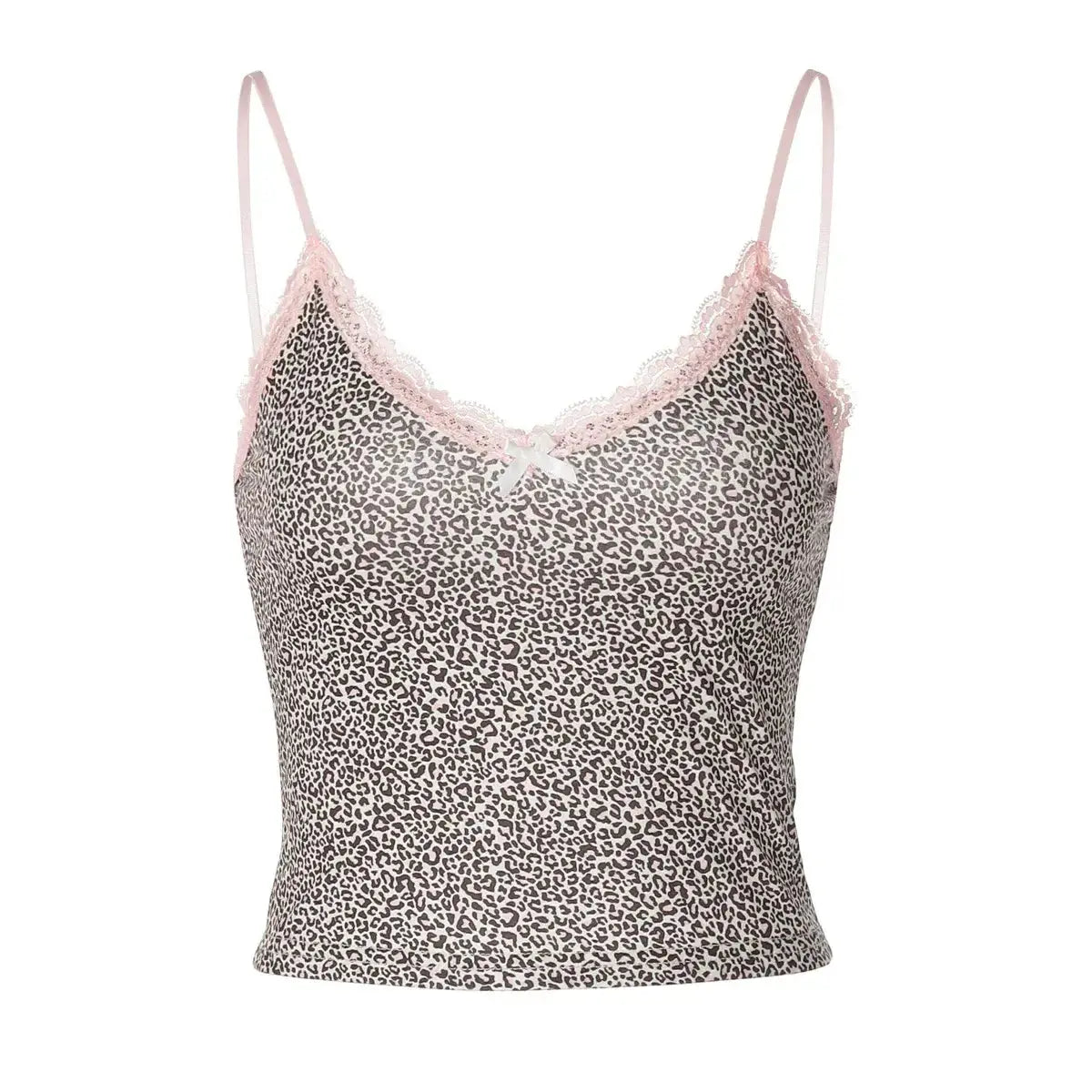 LUXEHAEVEN Leopard Lace Crop Camis