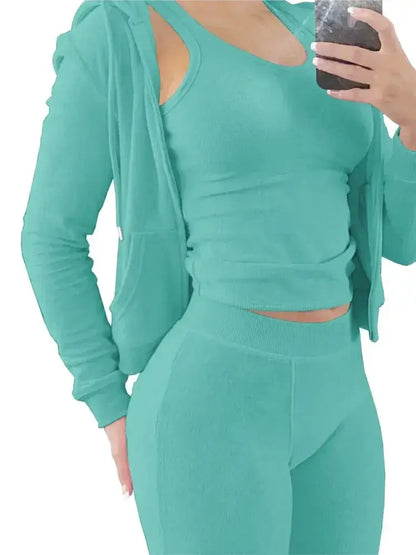 LUXEHAEVEN Elegant Velvet 3 Piece Set for Women