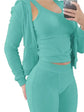 LUXEHAEVEN Elegant Velvet 3 Piece Set for Women