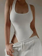 LUXEHAEVEN Sleeveless Knit Bodysuit Hot Summer Sexy Bodycon Off Shoulder Halter Tops