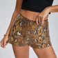 LUXEHAEVEN Leopard Sequin Club Shorts