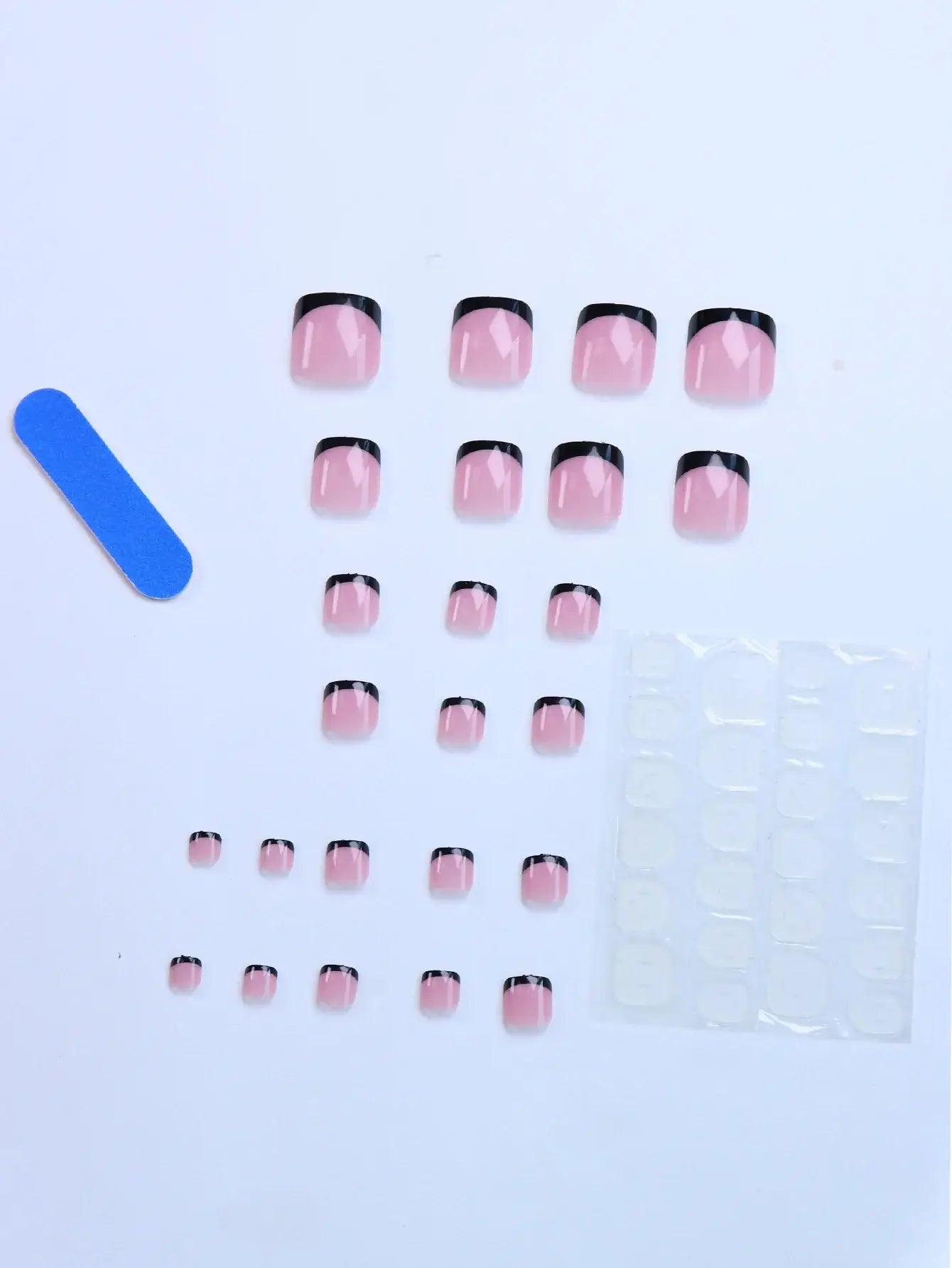 LUXEHAEVEN French Black Border Press On Toenails