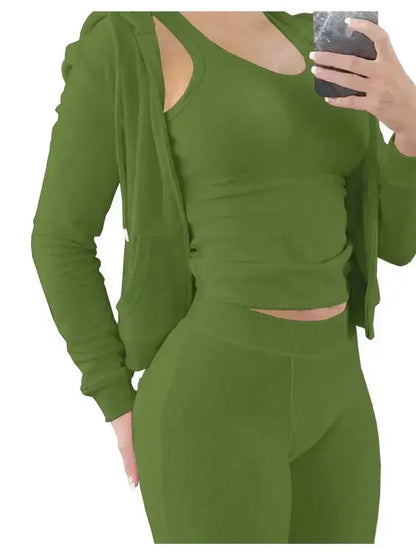 LUXEHAEVEN Elegant Velvet 3 Piece Set for Women