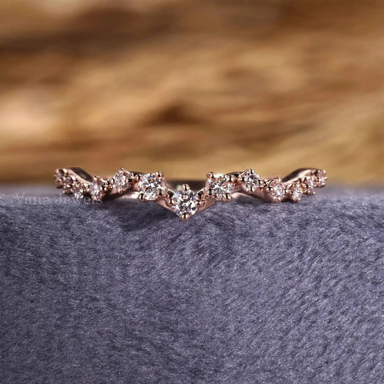 Lab Grown Diamond 14K Solid Gold Brilliant Cut Yellow Gold Curved Eternity Anniversary Dainty Stacking Wedding Band IGI