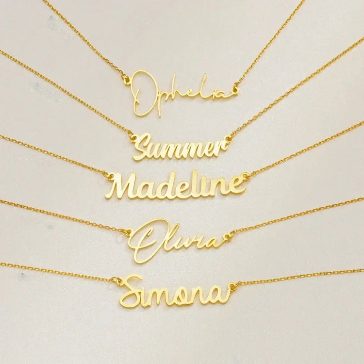 LUXEHAEVEN Custom Name Necklace for Women Personalised Cursive Letter Pendant Stainless Steel Jewelry