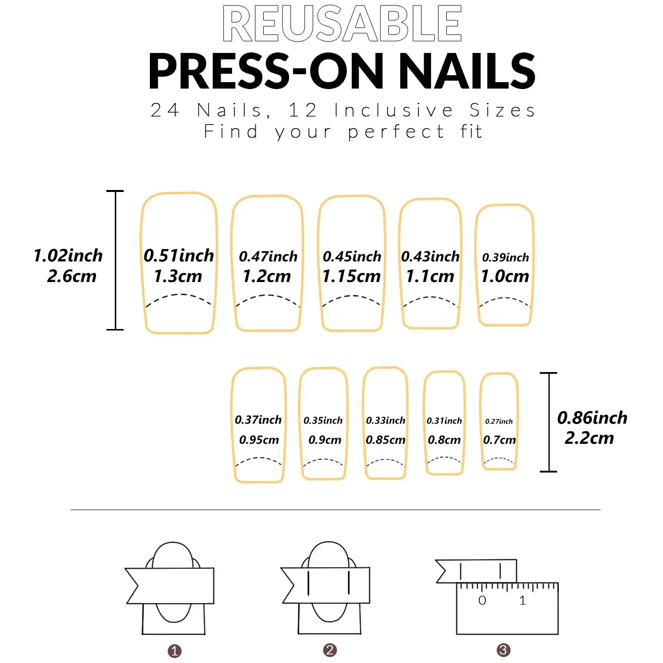 LUXEHAEVEN French Black Border Press On Toenails