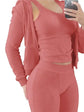 LUXEHAEVEN Elegant Velvet 3 Piece Set for Women