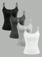 LUXEHAEVEN Solid Strap Camisole Set