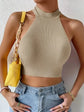 LUXEHAEVEN Ribbed Halter Tank Top
