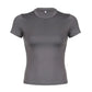 LUXEHAEVEN Basic Solid Crop Top Short Sleeve Crewneck