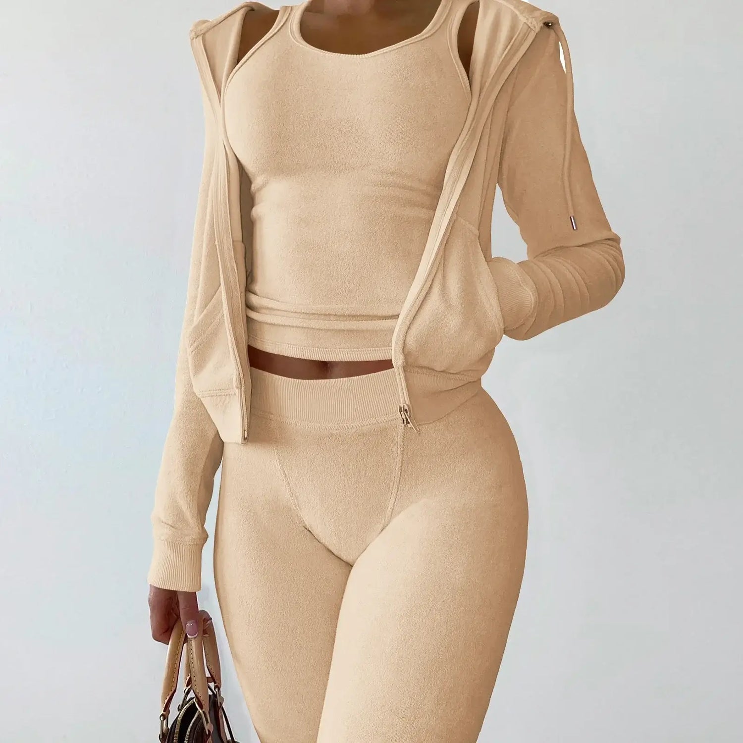 LUXEHAEVEN Elegant Velvet 3 Piece Set for Women