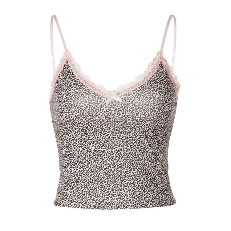 LUXEHAEVEN Leopard Lace Crop Camis