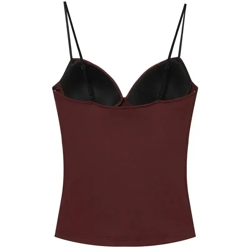 LUXEHAEVEN Burgundy Bustier Slip Top