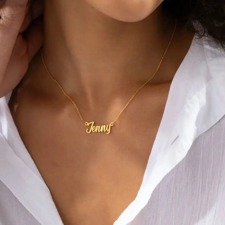 LUXEHAEVEN Custom Name Necklace for Women Personalised Cursive Letter Pendant Stainless Steel Jewelry