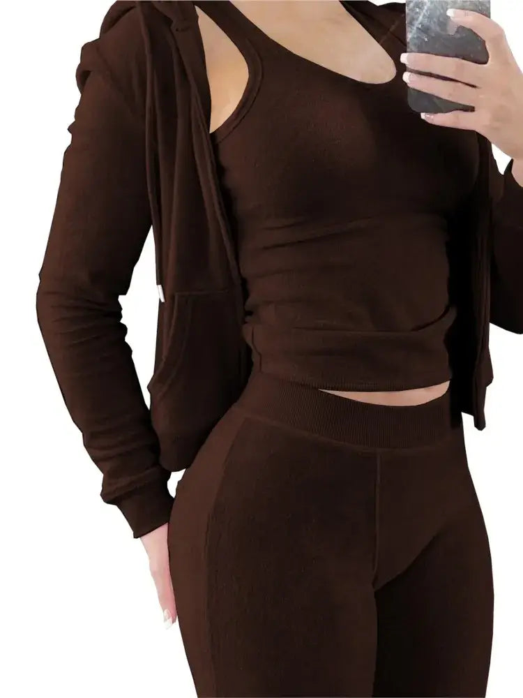 LUXEHAEVEN Elegant Velvet 3 Piece Set for Women