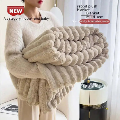 LUXEHAEVEN Soft Wind Bubble Velvet Blanket Warm Solid Rabbit Fur Blankets Double-sided Thickening Cover Throw Warm Fur Blanket LuxeHaeven