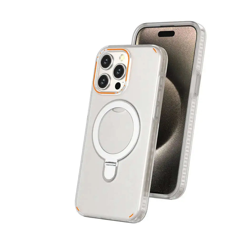 LUXEHAEVEN Colorful Magnetic Bracket Phone Case With Holder Stand Cover For Magesafe Magnetic Transparent Wireless Charge Case For Phone LuxeHaeven