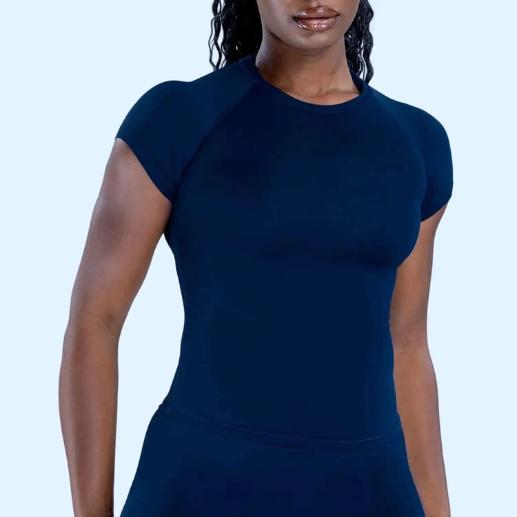 LUXEHAEVEN Figure-flattering Seamless Knit Short-sleeve Top For Fitness And Yoga LuxeHaeven