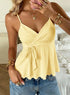 LUXEHAEVEN Womens Wave-Edged Lace-Up Tank Top Slimming Outerwear Sleeveless LuxeHaeven