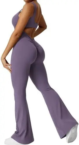 LUXEHAEVEN Women Sleeveless Flare Jumpsuits Fitness Yoga Long Pants LuxeHaeven