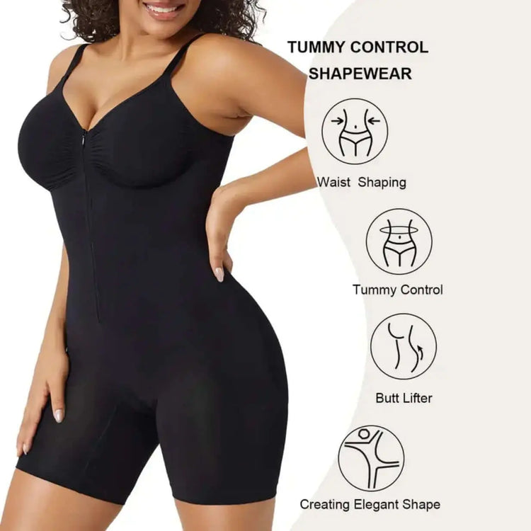 LUXEHAEVEN Shapewear For Women Tummy Control Bodysuits Zip-Up Comfort Ultra Stretch Fabric Customizable Fit Breathable Mesh Design Comfortable Fit LuxeHaeven