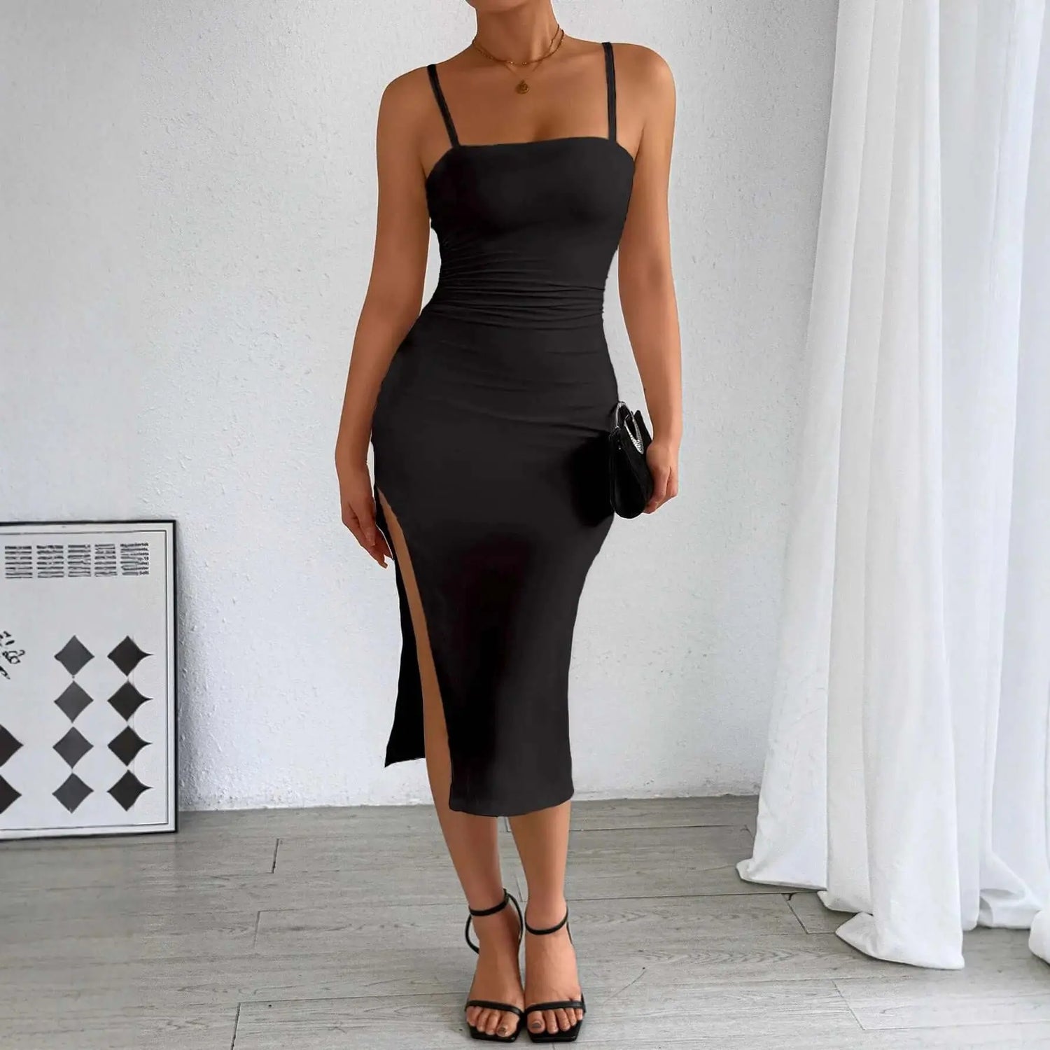 LUXEHAEVEN Strapless Sheath Dress With Open Back And Side Slit LuxeHaeven