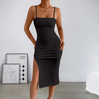 LUXEHAEVEN Strapless Sheath Dress With Open Back And Side Slit LuxeHaeven