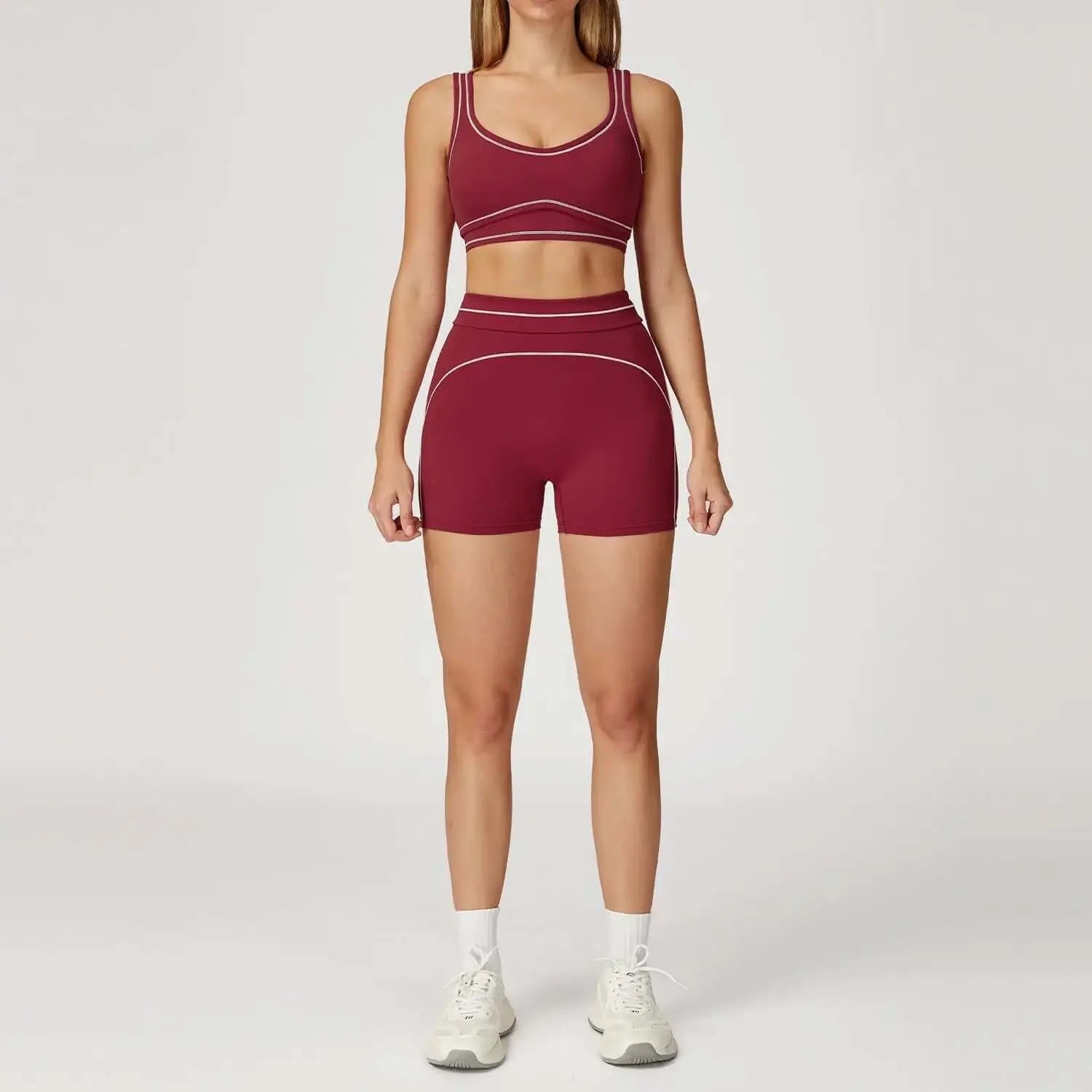 LUXEHAEVEN Contrast Color Brushed Yoga Suit Double-shoulder Strap High-grade Sports Workout Clothes LuxeHaeven