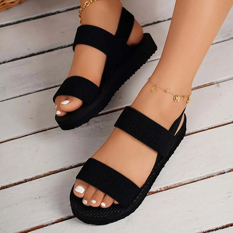 Casual Lightweight Solid Color Sandals - Women&