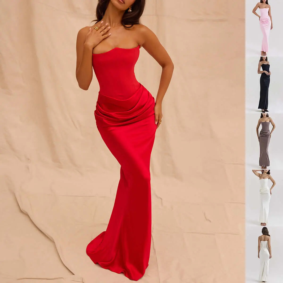 LUXEHAEVEN Slim Tube Top Long Dress Sexy Fashion Bandeau Backless Party Evening Dresses For Women Clothing LuxeHaeven