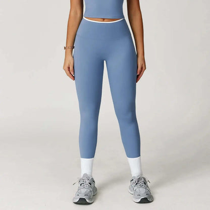 LUXEHAEVEN Nude-Feel Yoga Pants High-Waist Contrasting Color Quick-Dry Trousers LuxeHaeven