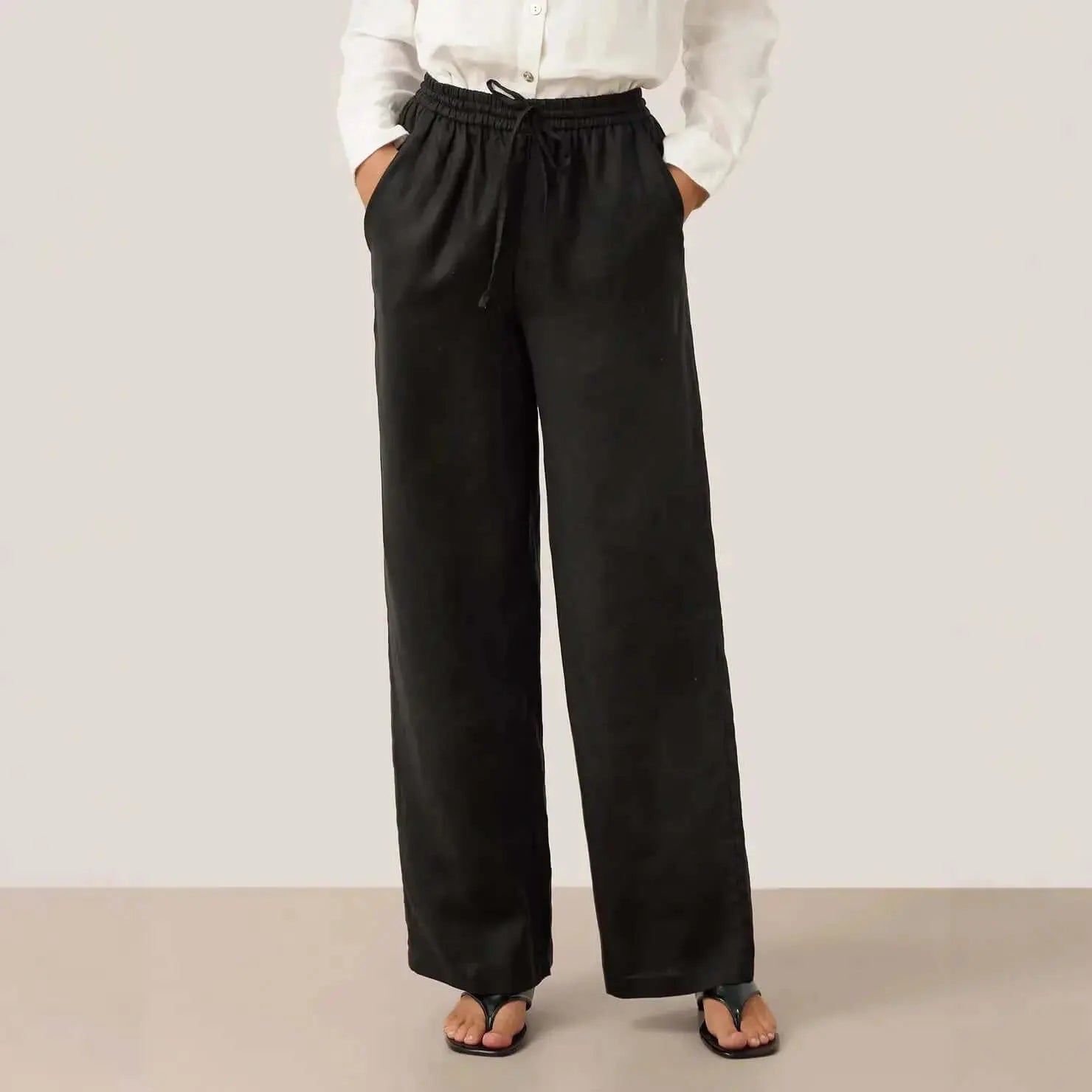 LUXEHAEVEN Linen Comfortable Straight-Leg Pants Women&