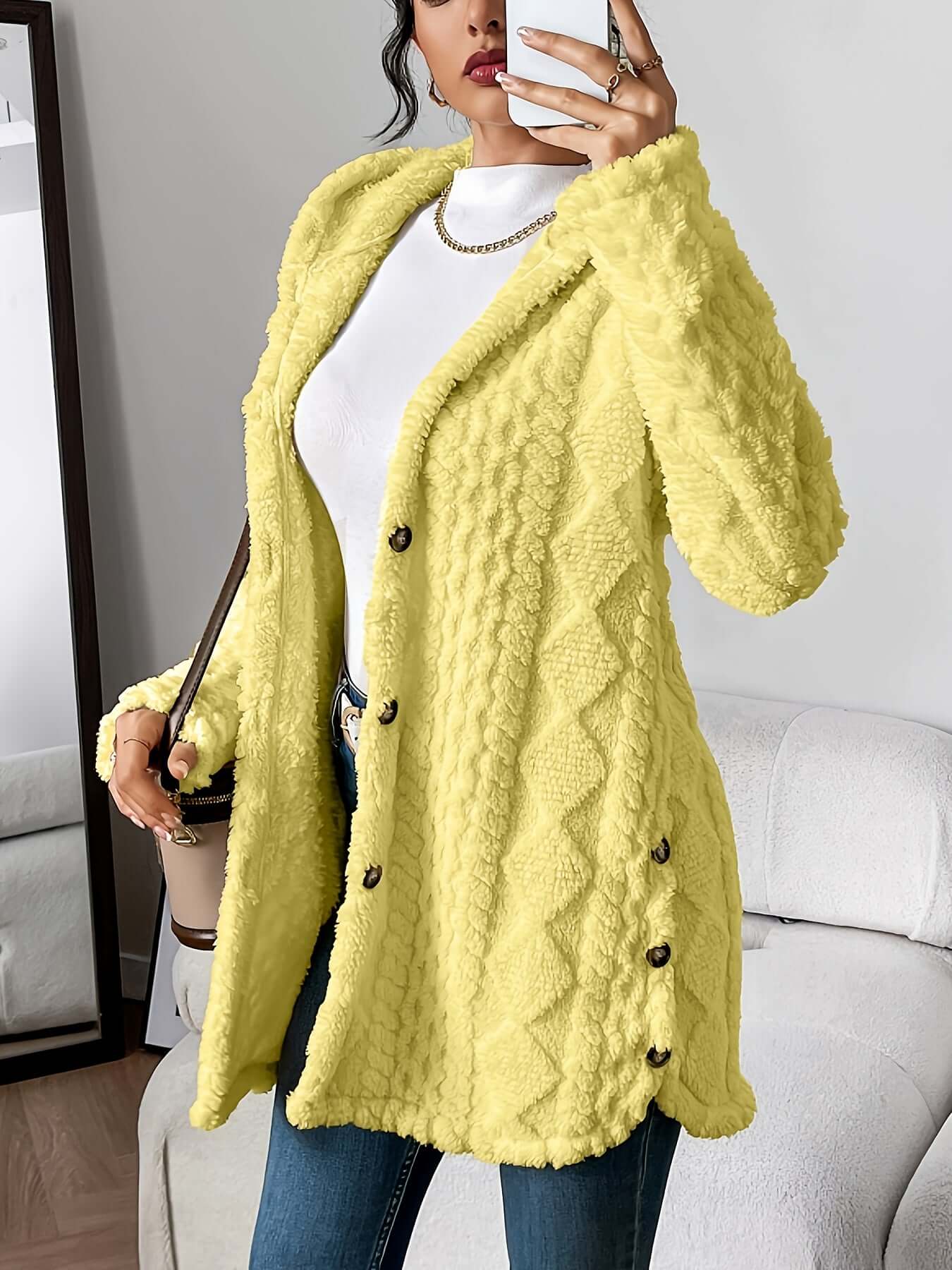 LUXEHAEVEN Warm Hooded Cardigan Coat