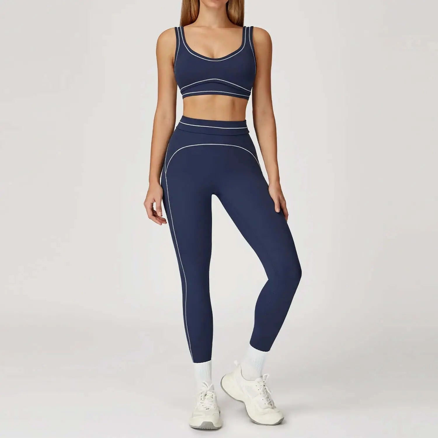 LUXEHAEVEN Contrast-color Brushed Yoga Set With Dual Shoulder Straps LuxeHaeven