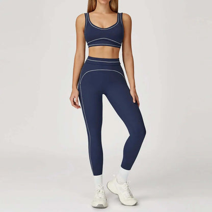 LUXEHAEVEN Contrast-color Brushed Yoga Set With Dual Shoulder Straps LuxeHaeven