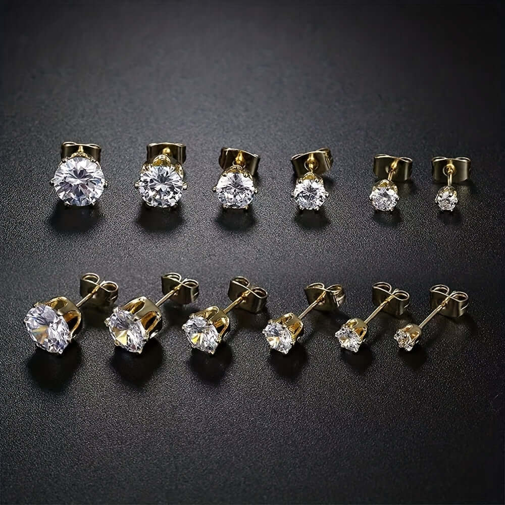 LUXEHAEVEN Sparkling Titanium Steel Earrings