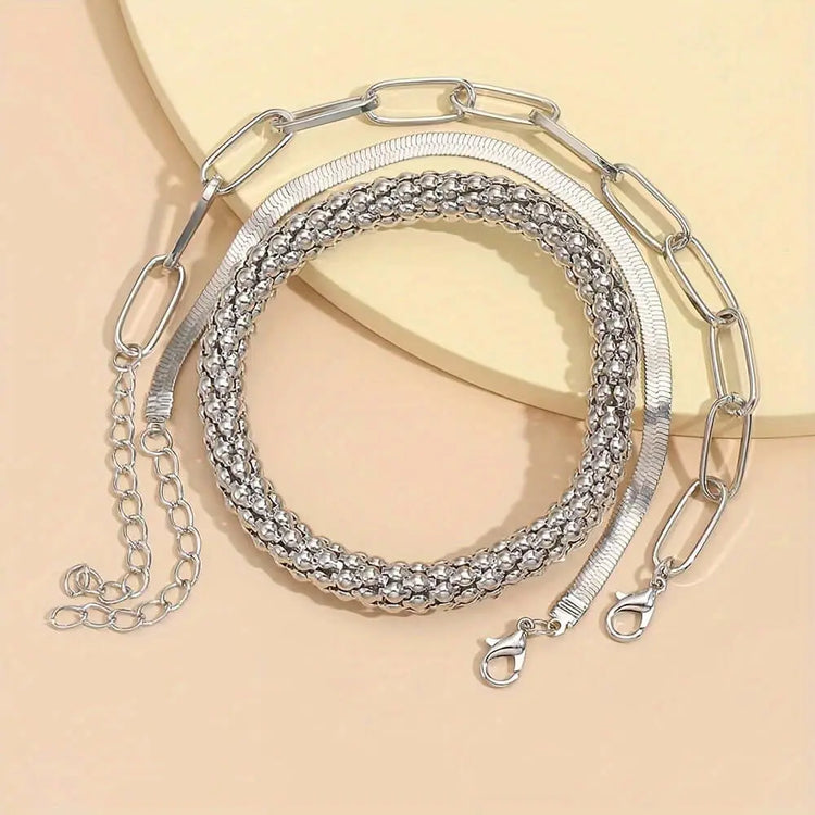 LUXEHAEVEN Multi-Layer Chain Bracelet Set